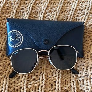 rayban hexagonal flat lenses gold frame lightly worn